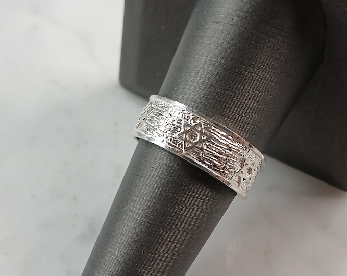 Mens Sterling Silver Judaica Jewish Star of David Ring 4.7g E3384