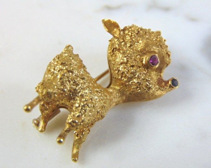 Womens Vintage Estate 18K Gold Deer Brooch 11.8g E3082