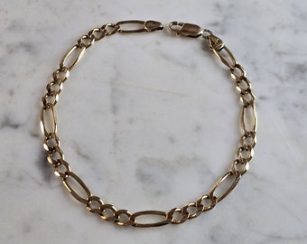 Mens Vintage Estate 14K Yellow Gold Italian Chain Link Bracelet  10.7g E6502