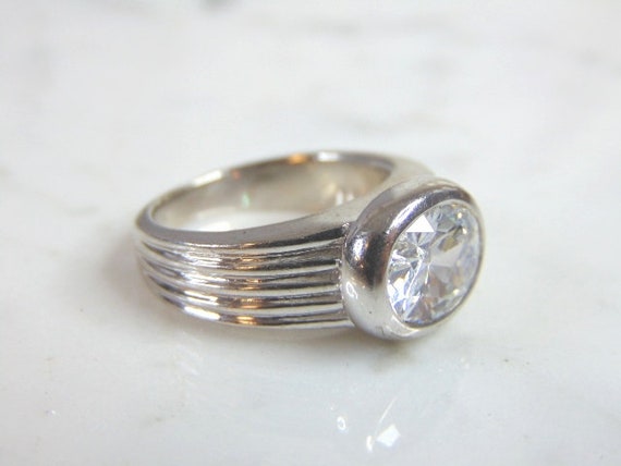 Womens Vintage Estate Sterling Silver CZ Ring 11g E5991 - Etsy