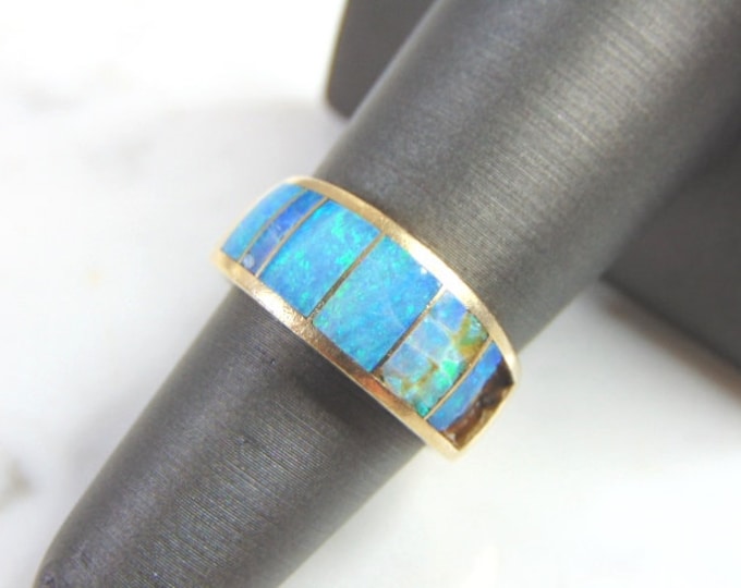 Unique Vintage Estate Women's 14K Gold Ring W/ Opal 7.5g E1216