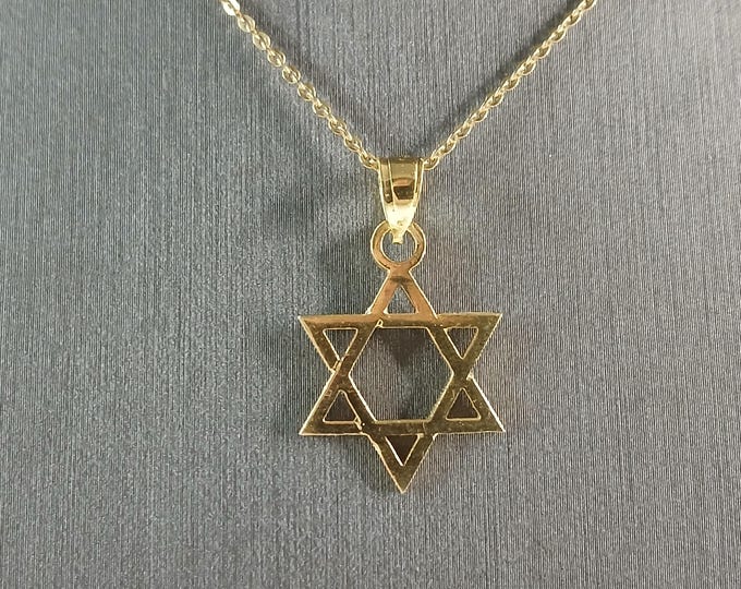 Sterling Silver Gold Tone Jewish Judaica Star of David Pendant, 2.8g E3798