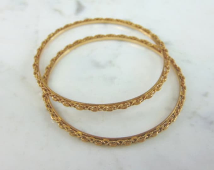 Pr Womens Vintage Estate 17K Yellow Gold Bangle Bracelets 17.0g E4167
