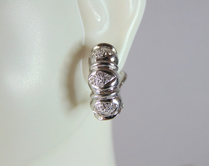 Womens Vintage Estate 18K White Gold Diamond Earrings 6.4g E2371