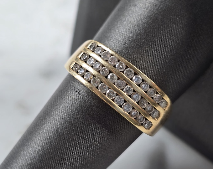 Mens Vintage Estate 10K Yellow Gold Diamond Ring 4.9g E3976