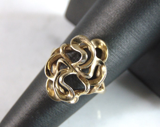 Womens Vintage Estate 14k Yellow Gold Modernist Ring 4.1g E2986