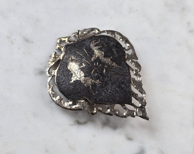 Womens Vintage Estate Sterling Silver Siam Brooch 8.5g E1181