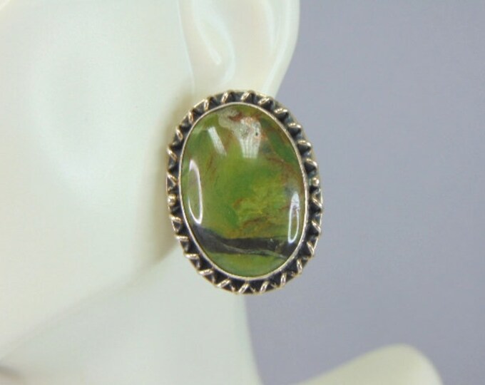 Womens Vintage Estate Sterling Silver DTR Jasper Earrings 16.5g E5451