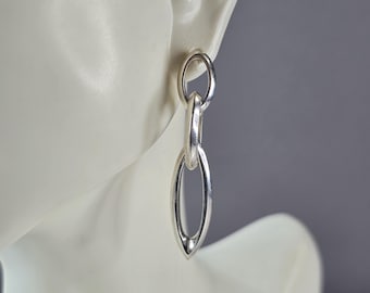 Womens Vintage Estate Sterling Silver Modernist Dangle Earrings 8.4g E6181