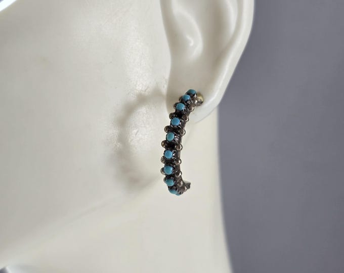 Womens Vintage Estate Sterling Silver Southwest Turquoise Earrings 2.8g E1988