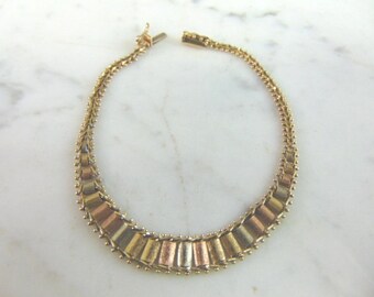 Womens Vintage Estate 14k Multi Tone Gold Bracelet 7.7g E5217