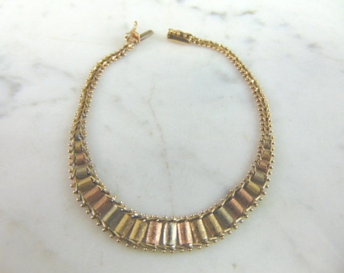 Womens Vintage Estate 14k Multi Tone Gold Bracelet 7.7g E5217