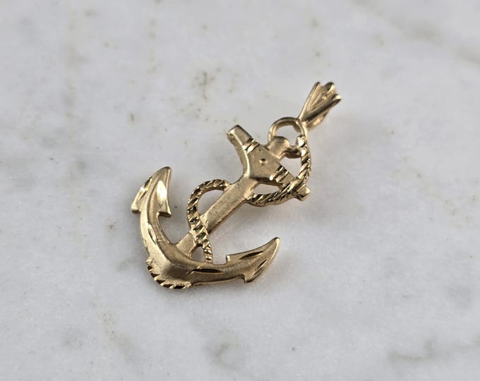 Vintage Estate 14K Yellow Gold Maritime Anchor Pendant 1.3g E5112