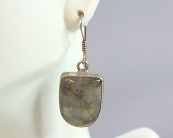 Womens Vintage Estate Sterling Silver Labradorite Earrings 14.2g E2704