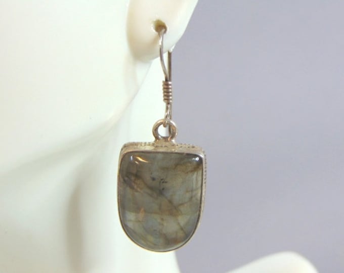 Womens Vintage Estate Sterling Silver Labradorite Earrings 14.2g E2704