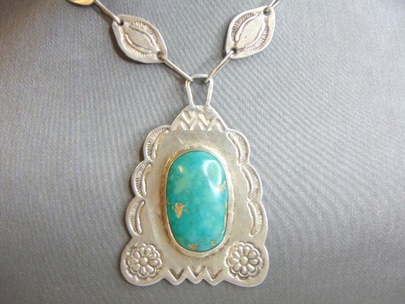 Womens Vintage Estate Sterling Silver Turquoise S… - image 1