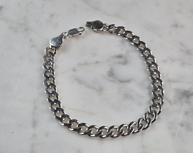 Womens Vintage Estate Sterling Silver Link Bracelet 8.1g E5849