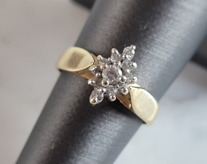 Womens Vintage Estate 14K Yellow Gold Diamond Ring 3.7g E6663