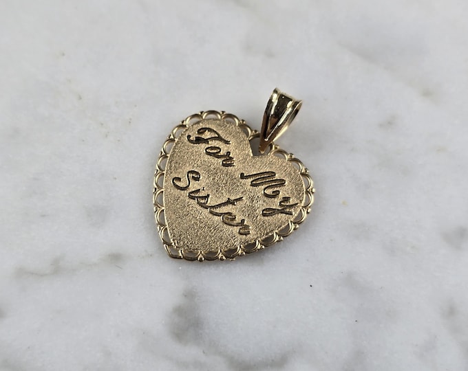 Womens Vintage 14k Gold Michael Anthony Sister Love Heart Pendant 1.2g E1479