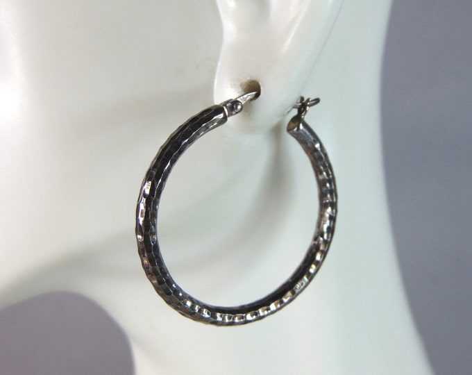 Womens Vintage Estate Sterling Silver Hoop Earrings 2.7g E835