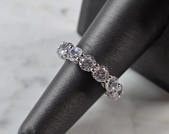 Womens Vintage Estate Sterling Silver Modernist CZ Eternity Ring 5.8g E3243