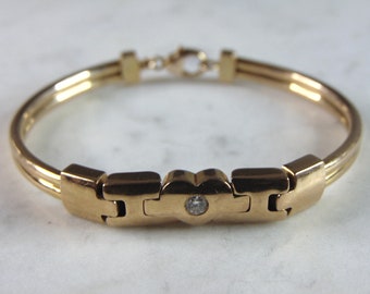 Womens Vintage Estate 14K Yellow Gold Diamond Bracelet  25.7g E2277