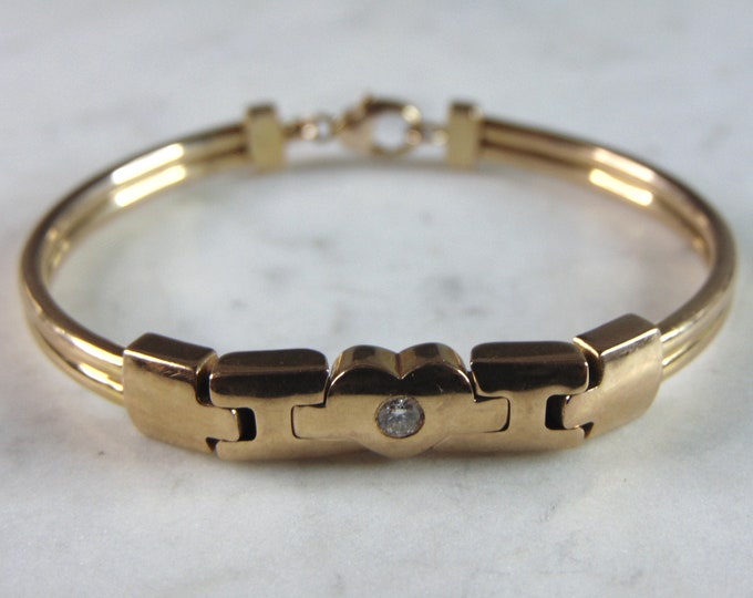 Womens Vintage Estate 14K Yellow Gold Diamond Bracelet  25.7g E2277