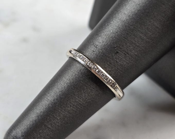 Womens Vintage Estate 14k White Gold Diamond Ring 2.2g E7161