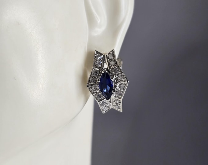 Womens Vintage Estate Sterling Silver Deco Earrings 5.1g E1979