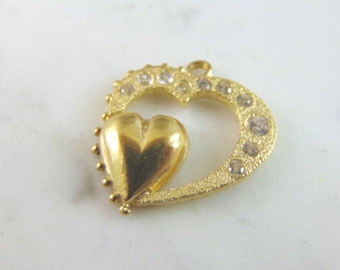 Womens Vintage Estate 14k Yellow Gold Heart Pendant 4.1g E5519