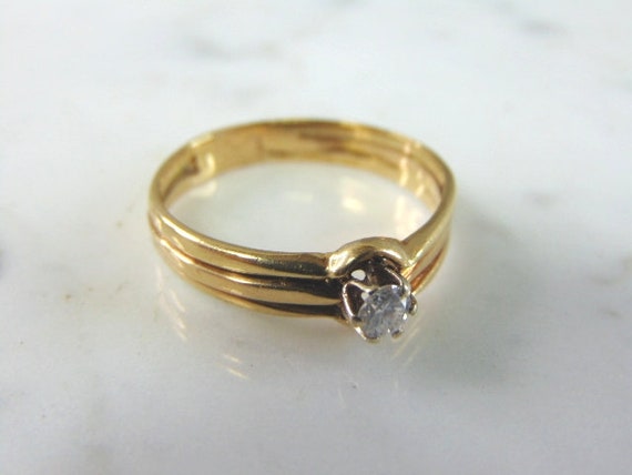 Womens Vintage Estate 14k Gold Solitaire Diamond … - image 4