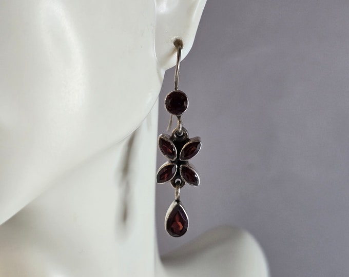 Womens Vintage Estate Sterling Silver Modernist Earrings 6.5g E7793