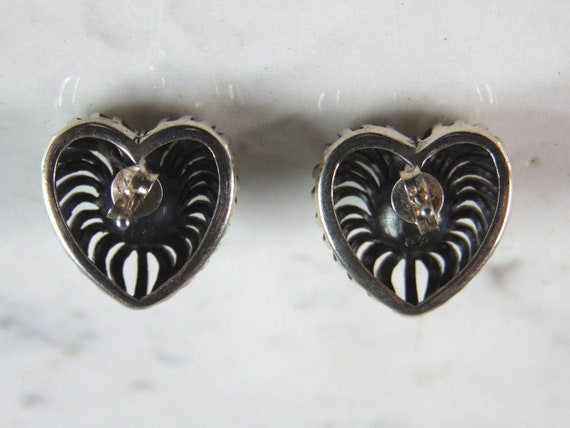 Womens Vintage Estate Sterling Silver Pearl Heart… - image 3