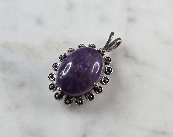 Womens Estate Sterling Silver Modernist Amethyst Pendant 4.0g E889
