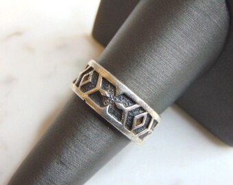 Womens Vintage Estate Sterling Silver Modernist Ring 5.0g E5299