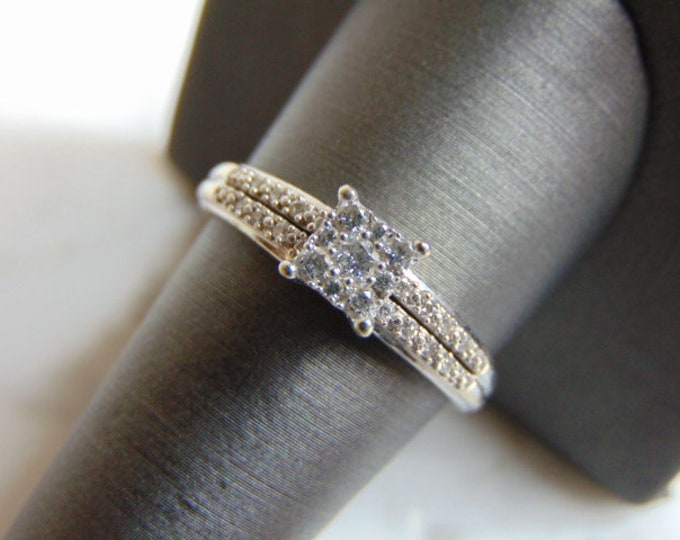 Womens Vintage Estate 10K White Gold Diamond Ring 3.2g, E2378