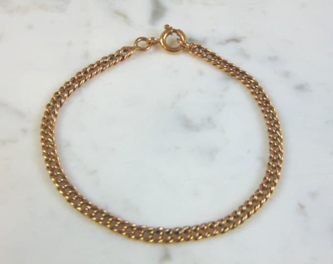 Womens Vintage Estate 18K Yellow Gold Chain Bracelet 12.5g E5673
