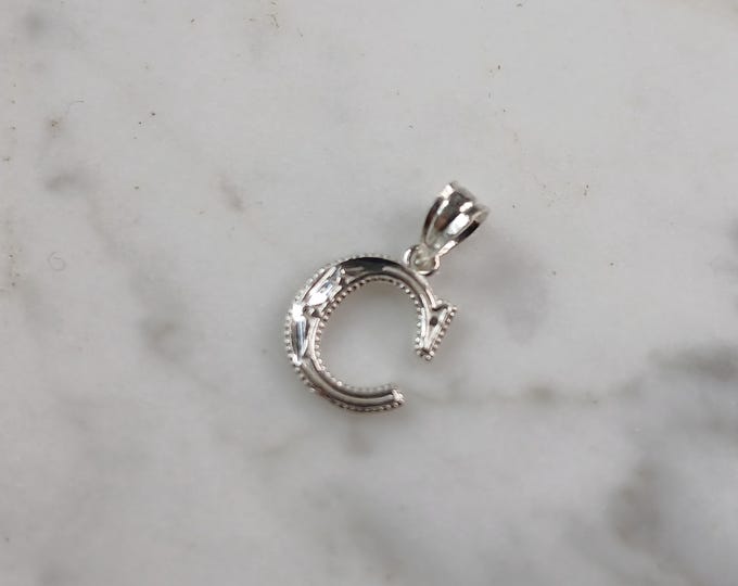 Womens Sterling Silver Initial Letter " C " Pendant 0.3g E6070