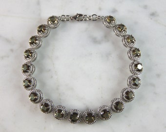 Womens  Estate Sterling Silver Modernist Citrine Bracelet 13.8g E2693