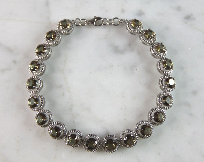 Womens  Estate Sterling Silver Modernist Citrine Bracelet 13.8g E2693