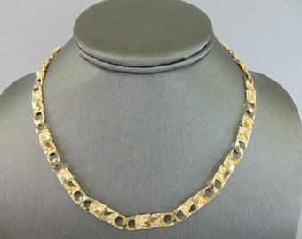 Womens Vintage Estate 14K Yellow Gold Nugget Style Necklace 25.4g E5480