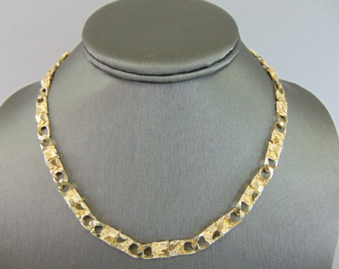 Womens Vintage Estate 14K Yellow Gold Nugget Style Necklace 25.4g E5480
