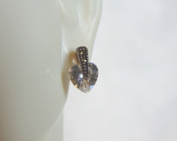 Womens Vintage Estate Sterling Silver CZ Earrings 2.5g E5566