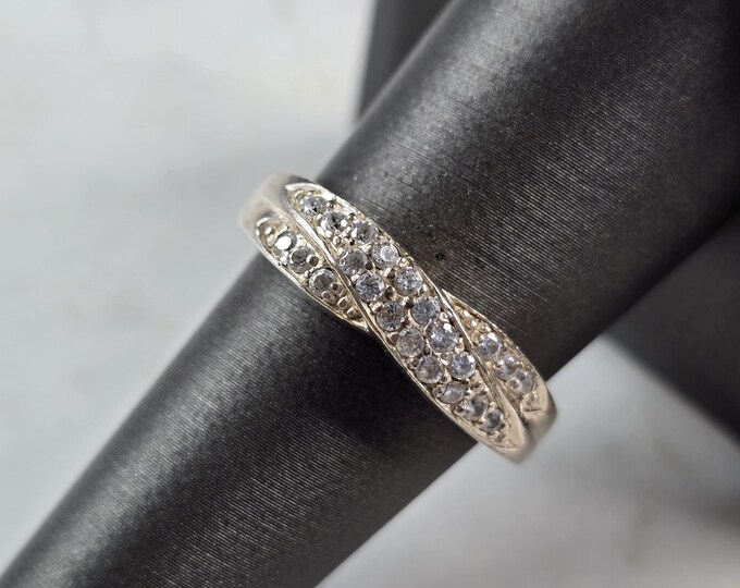 Womens Vintage Estate Sterling Silver Modernist CZ Ring 3.9g E6857