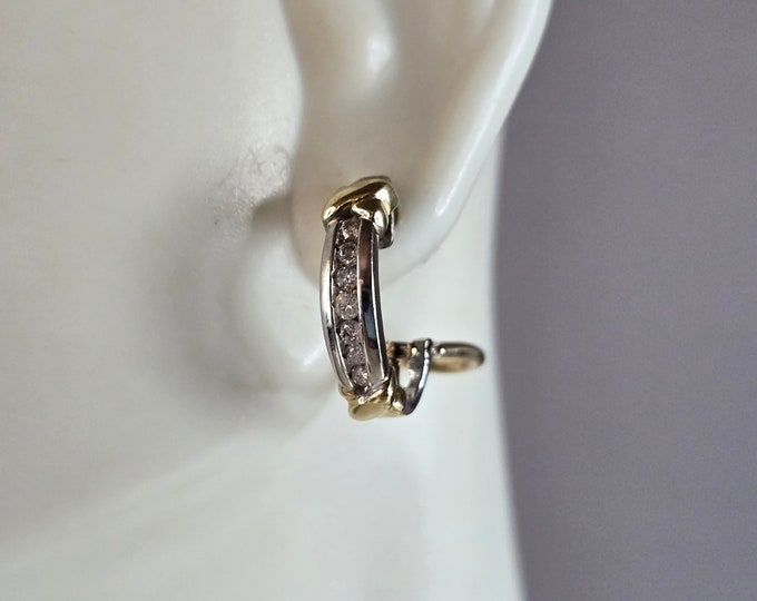 Womens Vintage Estate 10K Multi Gold Diamond Earrings, 3.3g E5372