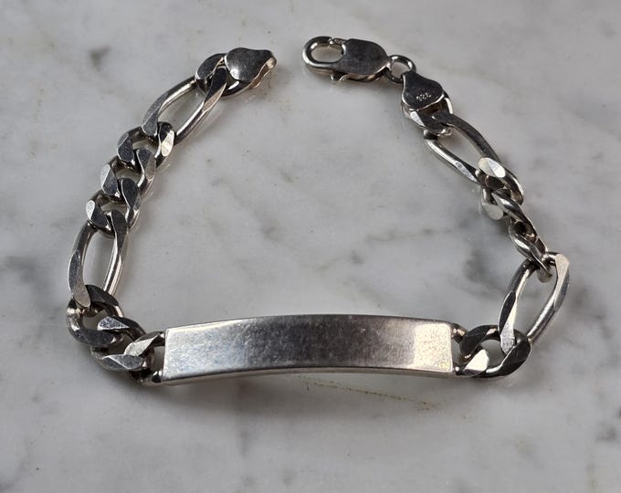 Mens Vintage Estate Sterling Silver ID Bracelet 24.5g E6762