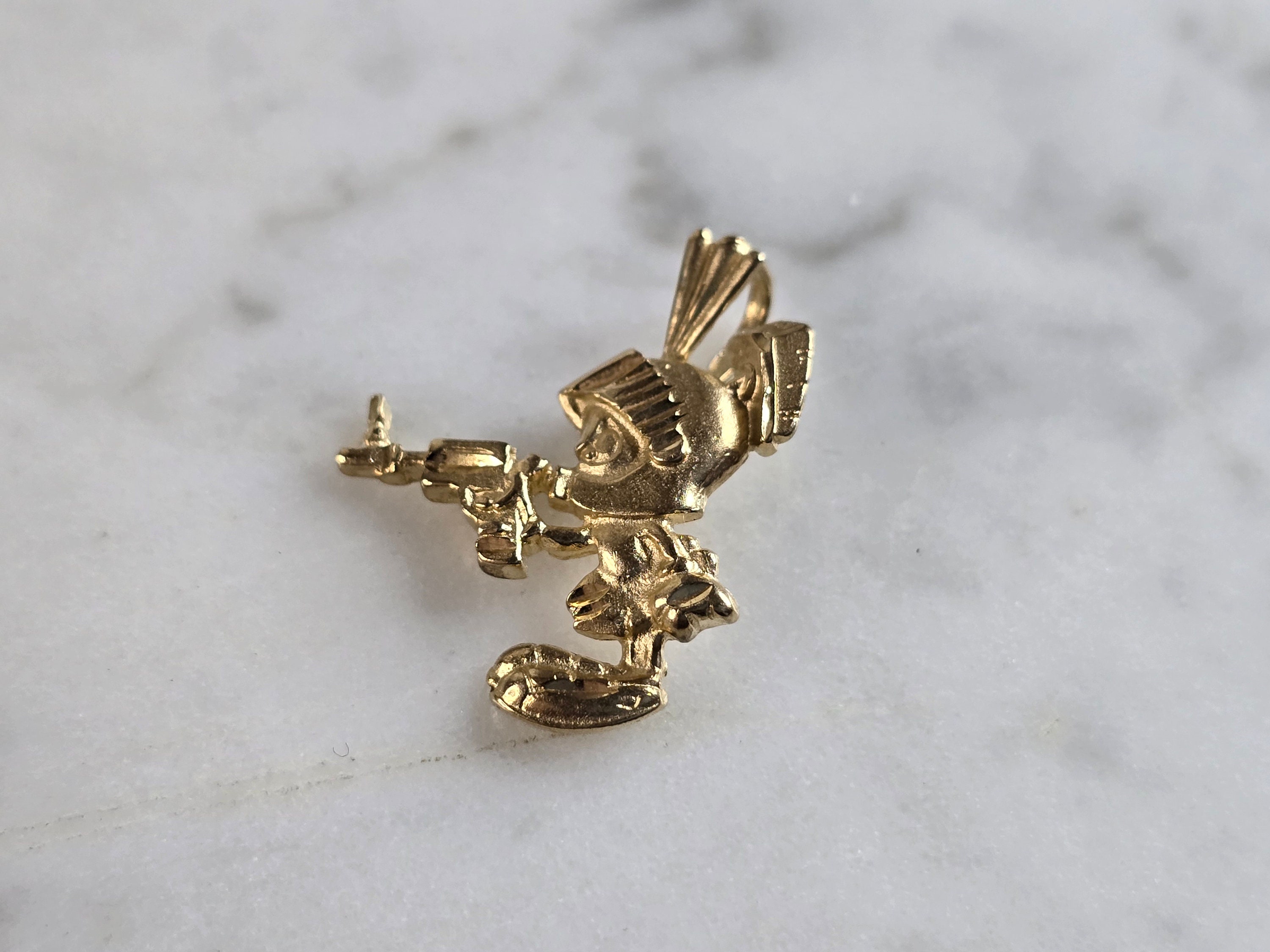 Womens Vintage Estate 14k Yellow Gold Marvin Martian Pendant 1.5g E5388 Etsy