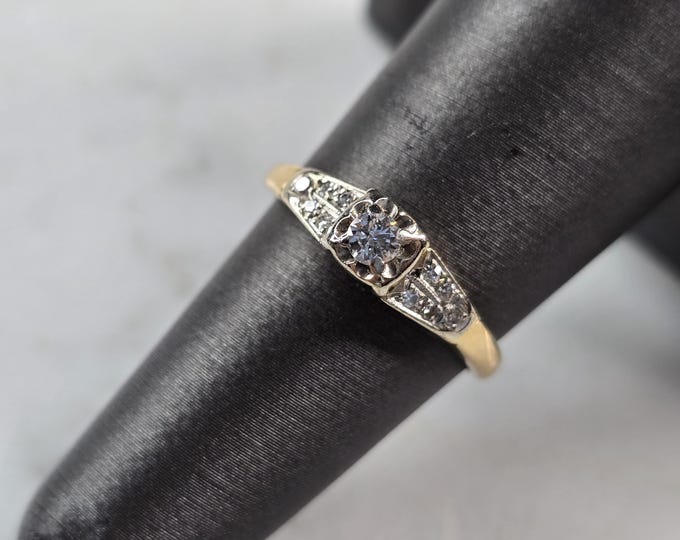 Womens Vintage Estate 14k Yellow Gold Diamond Ring 2.4g #E954
