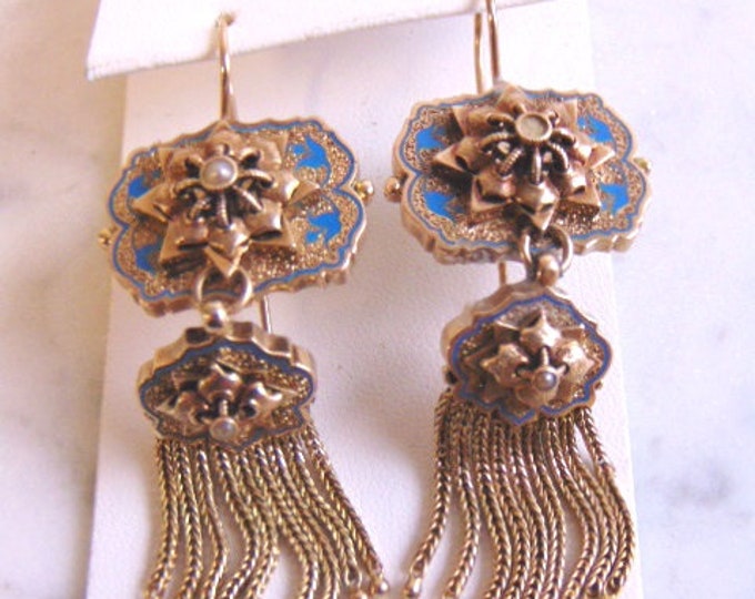 Womens Vintage Estate 14K Gold Art Deco Earrings 27.2g #E751