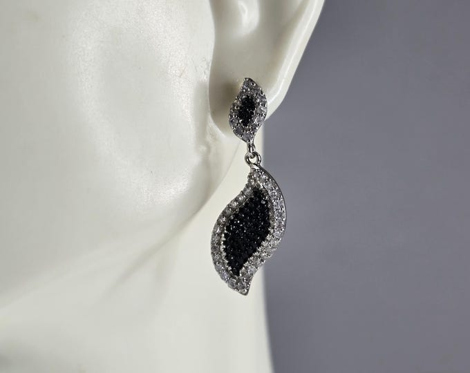 Womens Vintage Estate Sterling Silver Modernist CZ Earrings 3.4g E3688